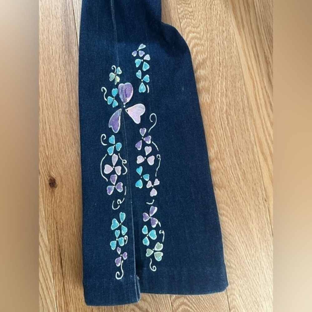 Vintage Y2K Le Chateau high rise  flared split hem sparkle floral art